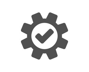 Cogwheel icon. Approved Service sign. Transmission Rotation Mechanism symbol. Quality design element. Classic style icon. Vector