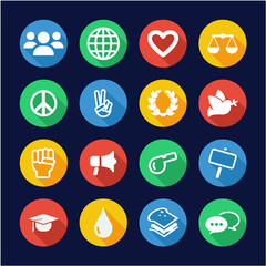 Human Rights Icons Flat Design Circle