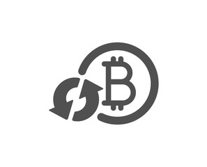 Bitcoin icon. Refresh cryptocurrency coin sign. Crypto money symbol. Quality design element. Classic style icon. Vector