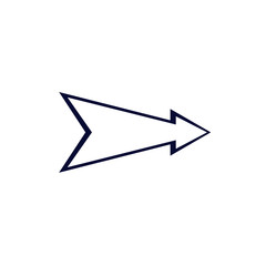 Flat design arrow vector icon for navigation and media player.