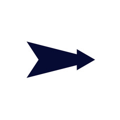 Flat design arrow vector icon for navigation and media player.