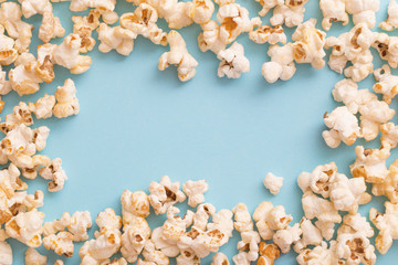 pop corn on blue background