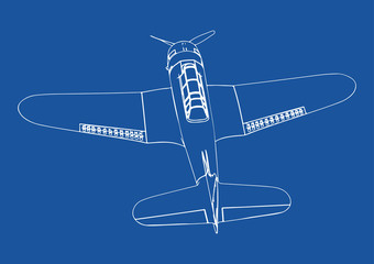 drawing of military aircraft on a blue background vector