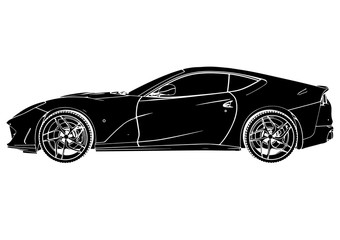 Fototapeta na wymiar vector sport car silhouette with white lines