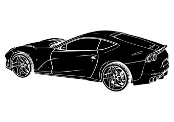 Obraz na płótnie Canvas vector sport car silhouette with white lines