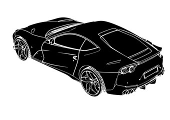 vector sport car silhouette with white lines