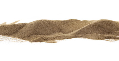Naklejka na ściany i meble Desert sand pile, dune isolated on white background and texture, with clipping path