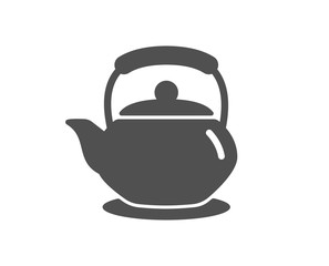 Teapot icon. Hot drink sign. Fresh beverage in kettle symbol. Quality design element. Classic style icon. Vector