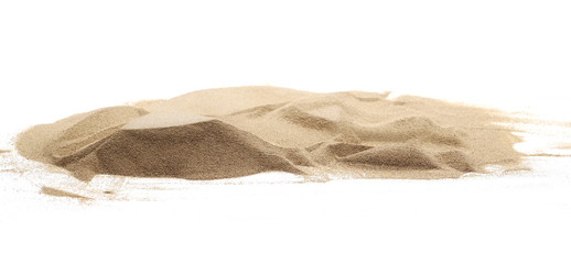 Plakat Desert sand pile, dune isolated on white background and texture, with clipping path