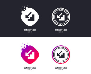 Logotype concept. Downstairs icon. Down arrow sign. Logo design. Colorful buttons with icons. Vector