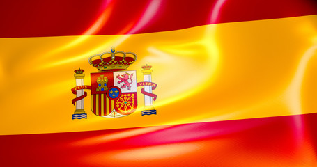 Obraz premium Spain flag in the wind . 3d illustration