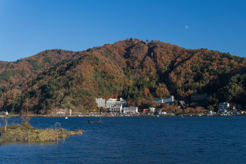 Scenic Kawaguchi lake in fall season