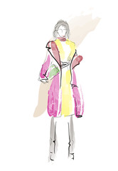 Fashion girl sketch. Fashion illustration. Drawing fashion model