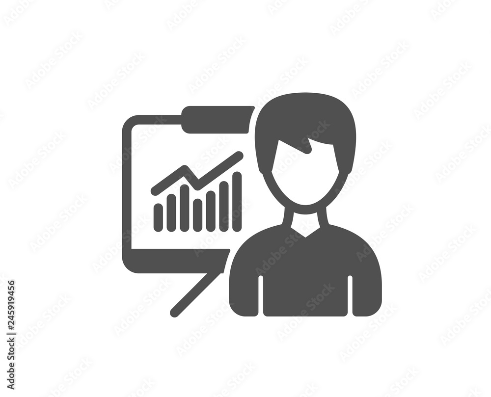 Poster presentation icon. education board sign. lecture with charts symbol. quality design element. classic
