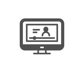 Online Video Education icon. Computer with Online lecture sign. Web player symbol. Quality design element. Classic style icon. Vector