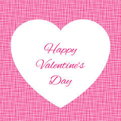 White Heart on pink canvas texture.  Vector illustration