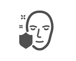 Face detection protected icon. Secure access sign. Facial identification symbol. Quality design element. Classic style icon. Vector