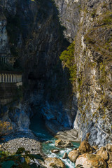 Beautiful sunny day at Taroko national park with majestic valleys