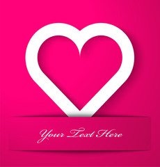 Heart applique on pink background.  Vector illustration