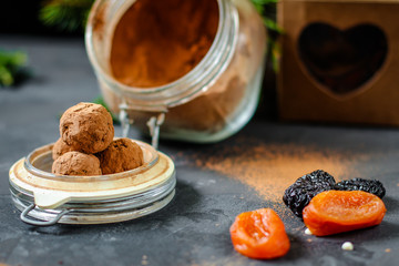 candies sugar free stuffing dried fruits (sweets handmade). top copy space