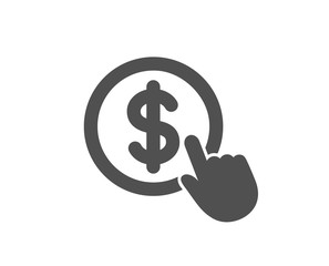 Hand Click icon. Currency exchange sign. Cursor pointer symbol. To pay or get money. Quality design element. Classic style icon. Vector