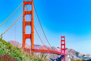 Panorama of the Gold Gate Bridge and the other side of the bay. San Francisco.