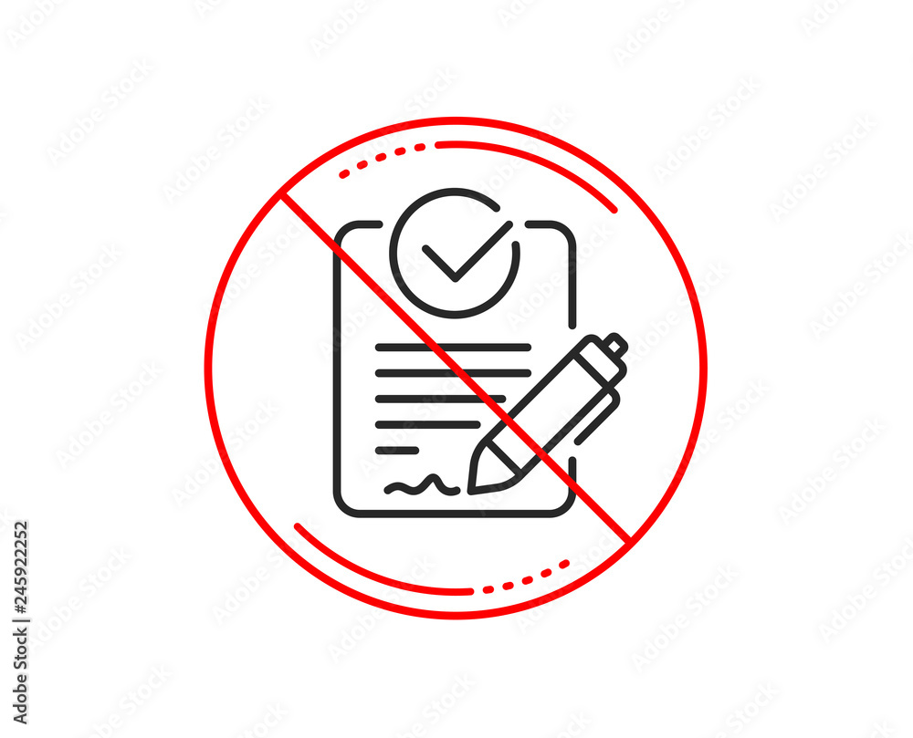 Poster no or stop sign. rfp line icon. request for proposal sign. report document symbol. caution prohibite