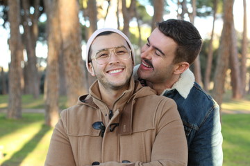 Fototapeta premium Cute couple living the gay lifestyle