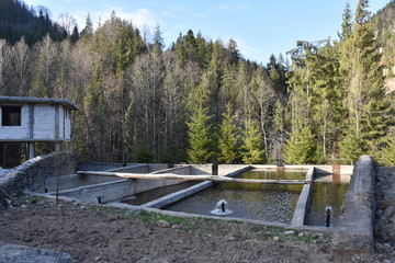 Fototapeta premium building under construction in Bistrita, ROMANIA, 2018, near Colibita Lake