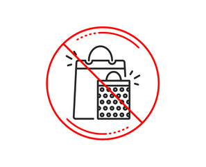 No or stop sign. Shopping bags line icon. Sale Marketing symbol. Special offer sign. Caution prohibited ban stop symbol. No  icon design.  Vector