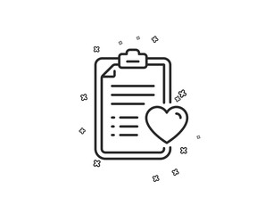 Medical survey line icon. Hospital patient history sign. Geometric shapes. Random cross elements. Linear Patient history icon design. Vector