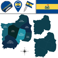 Map of Guadalajara with zonas