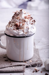 delicate dessert with cream, powdered sugar and berries