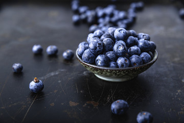Juicy and fresh blueberries on a beautiful background