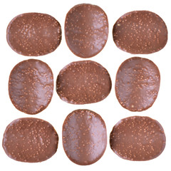 Chocolate chips top view isolated