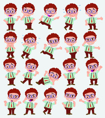 Cartoon character businessman in casual style. Set with different postures, attitudes and poses, doing different activities in isolated vector illustrations.