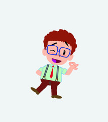 Businessman in casual style doing the OK sign with his hand.