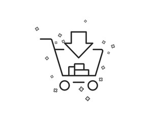 Add to Shopping cart line icon. Online buying sign. Supermarket basket symbol. Geometric shapes. Random cross elements. Linear Shopping icon design. Vector