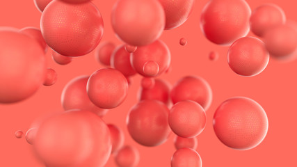 Abstract Living coral color background with balls