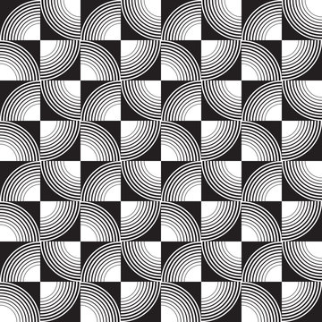 Seamless op art radiating circle pattern background
