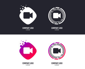 Logotype concept. Video camera sign icon. Video content button. Logo design. Colorful buttons with icons. Vector