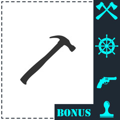 Claw hammer icon flat