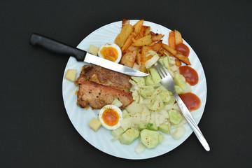 Traditional  food ,potato salad with barbecue 