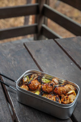 アウトドア料理　Outdoor lunch at the cottage