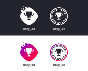 Logotype concept. Winner cup sign icon. Awarding of winners symbol. Trophy. Logo design. Colorful buttons with icons. Vector