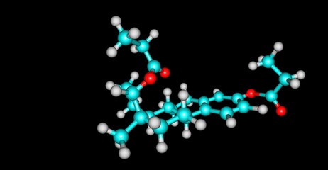 Estradiol dipropionate molecular structure isolated on black