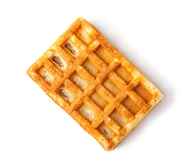 Traditional Belgian waffles isolated on white background, top view