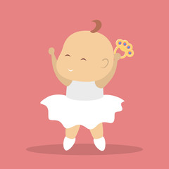 Cute little baby girl dance. Happy infant