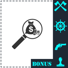 Search money icon flat