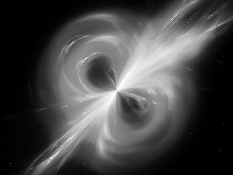 Magnetic force field, computer generated abstract intensity map, black and white, 3D rendering